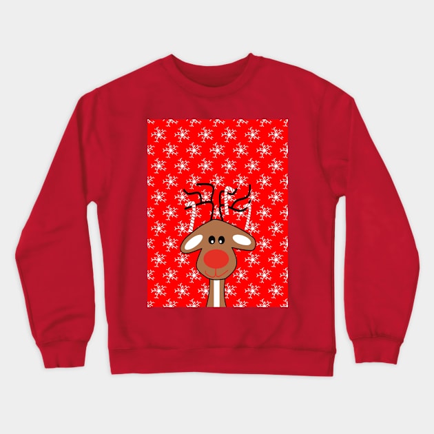 Red Nose Reindeer Crewneck Sweatshirt by SartorisArt1